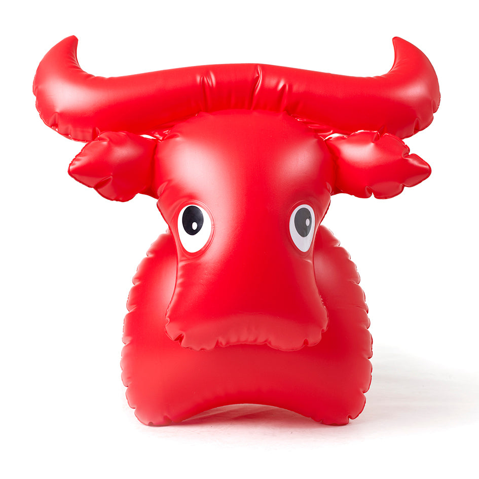 Inflatable buffalo, front view