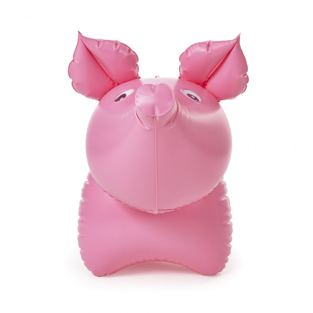 Inflatable pink pig, front view