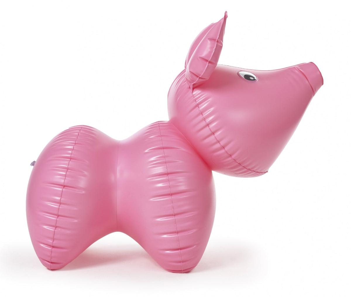 Inflatable pink pig in profile