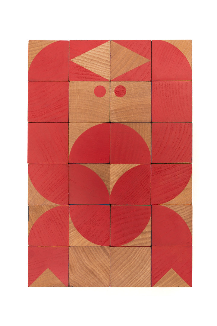 wooden blocks forming a red crab