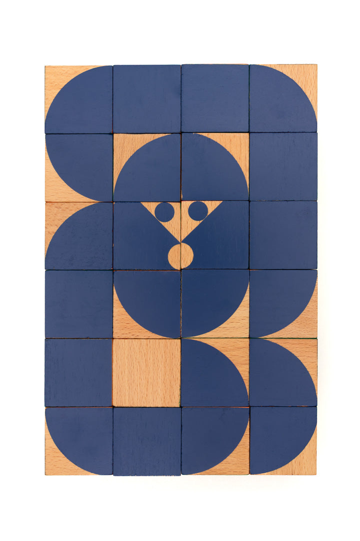 wooden blocks forming a blue gibbon