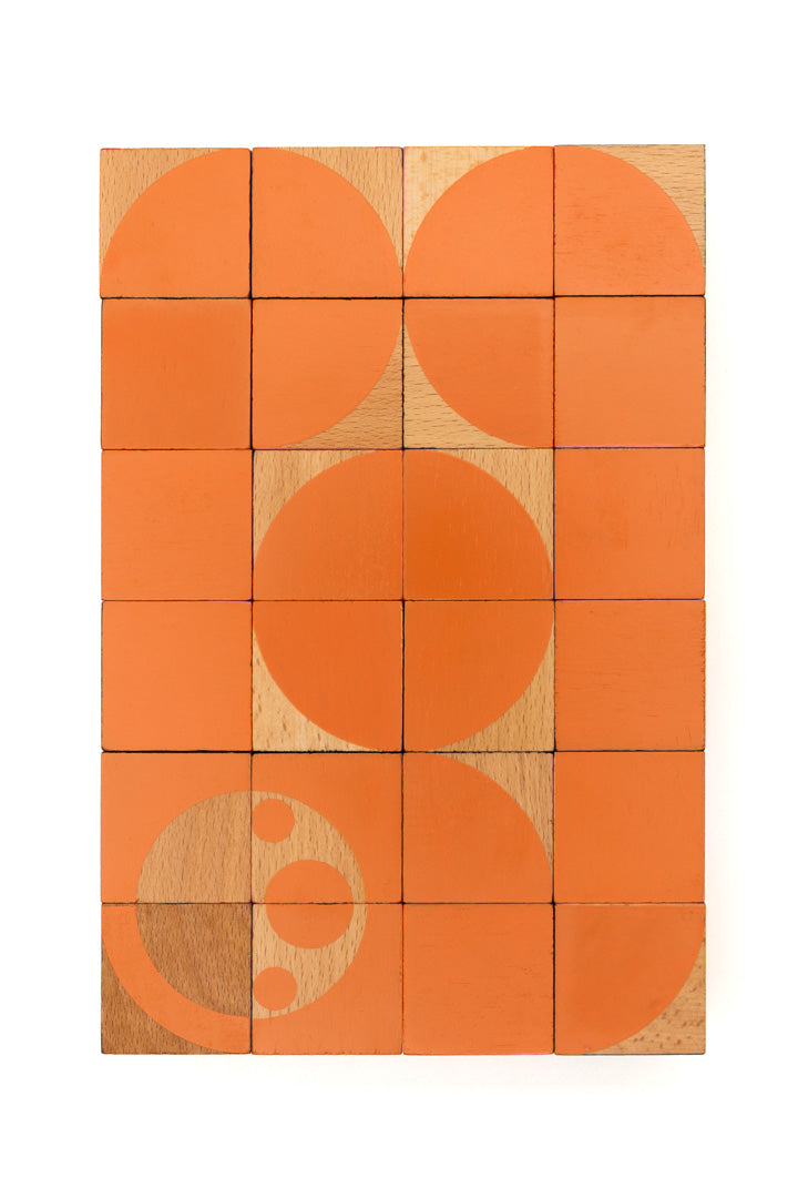 wooden blocks forming an orange sloth